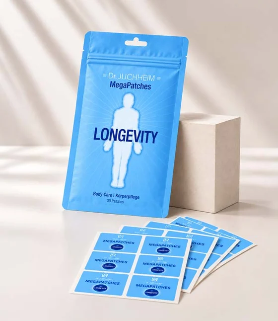 Dr. Juchheim MegaPatches Longevity – blaue Packung mit 30 Patches